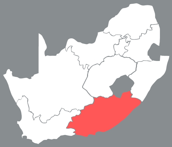 Vector map of South Africa highlighting Eastern Cape in red