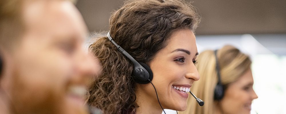 call centre operators with headsets