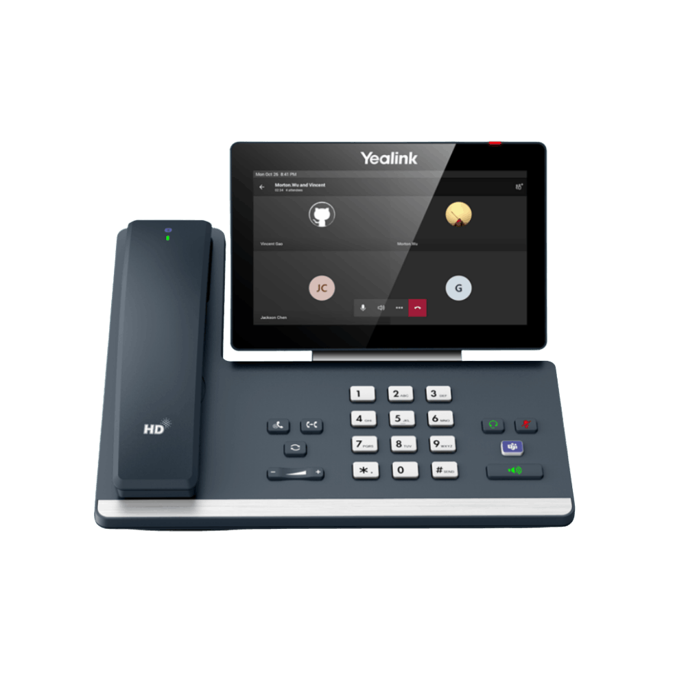 Yealink MP58-WH E2 premium business desk phone with touchscreen and wireless handset for Microsoft Teams and Zoom calling.