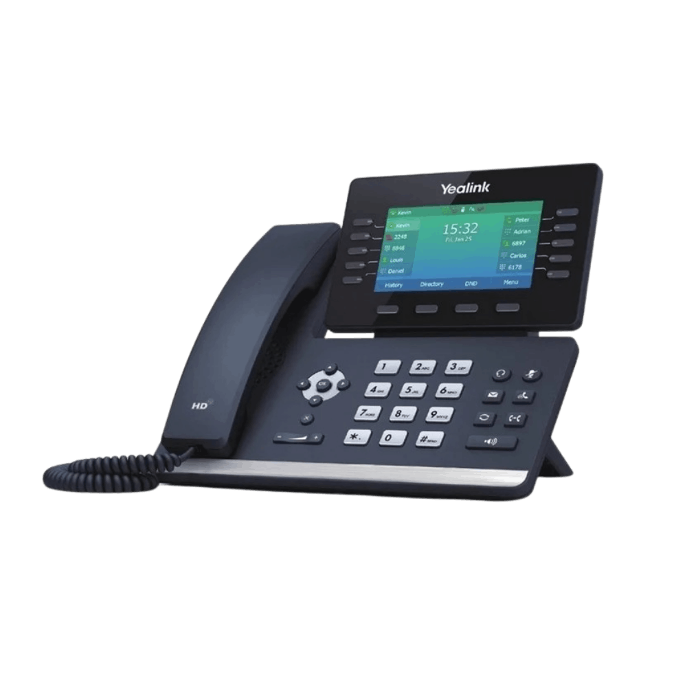 Yealink T54W wireless business desk phone with adjustable colour display, Wi-Fi and Bluetooth connectivity.