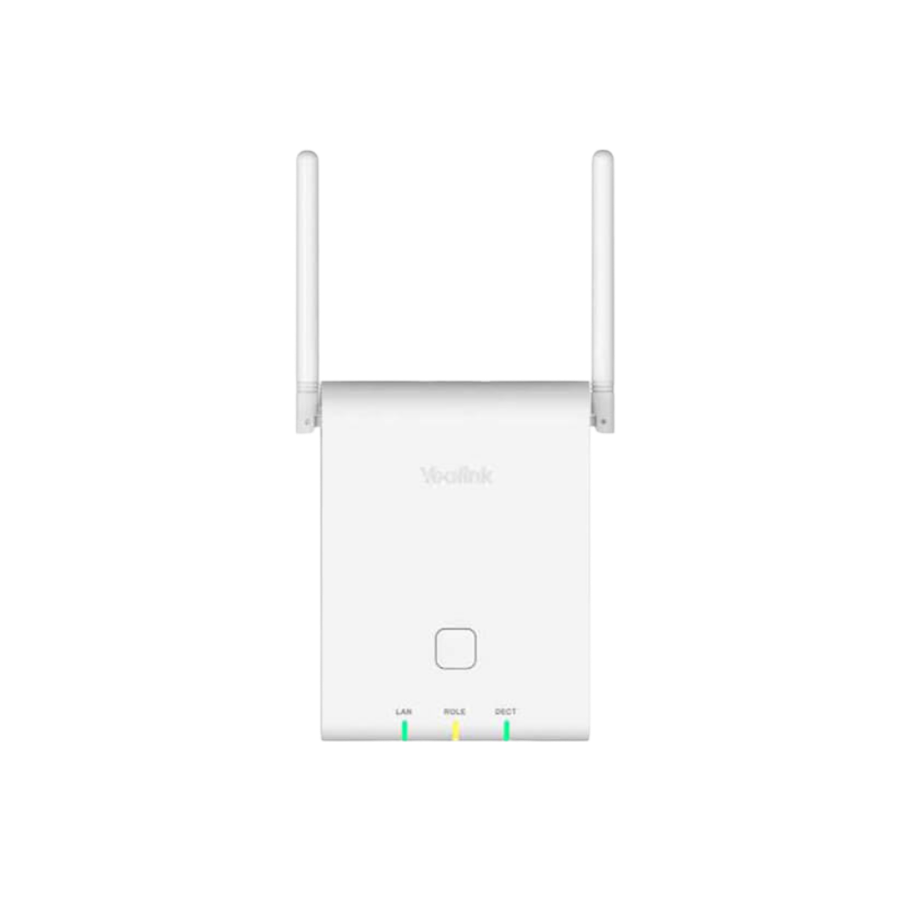 Yealink W90B enterprise multi-cell DECT base station with dual antennas for large office and multi-site deployments.