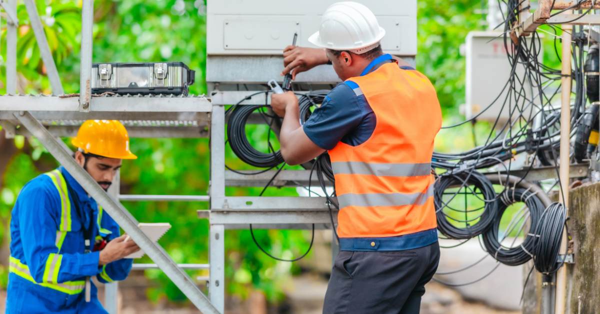 Business fibre technicians installing fibre cables in Durban