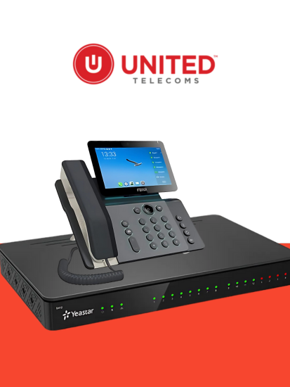 Fanvil VoIP phone headset on top of Yeastar PBX on premise unit