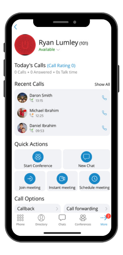 communication features softphone app on mobile