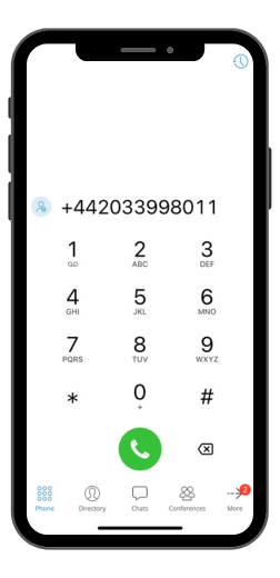 dialler on softphone extension mobile app