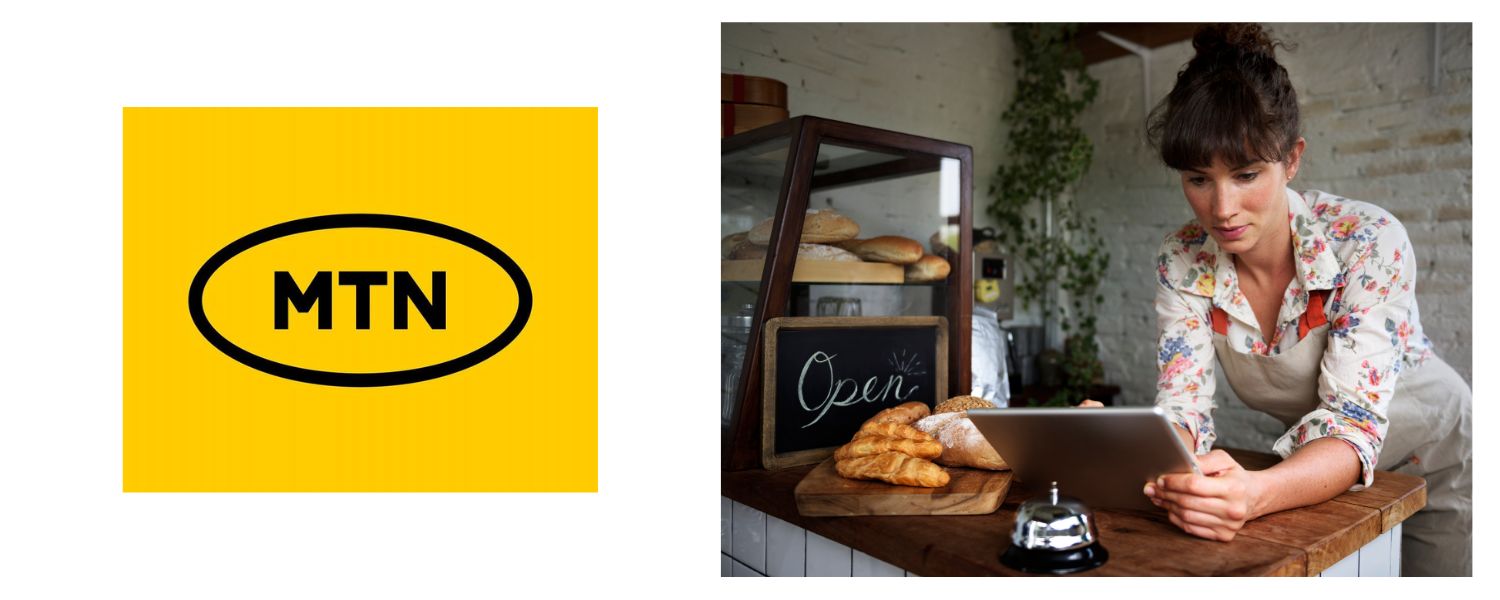 A small business owner using her LTE-connected tablet at a food market