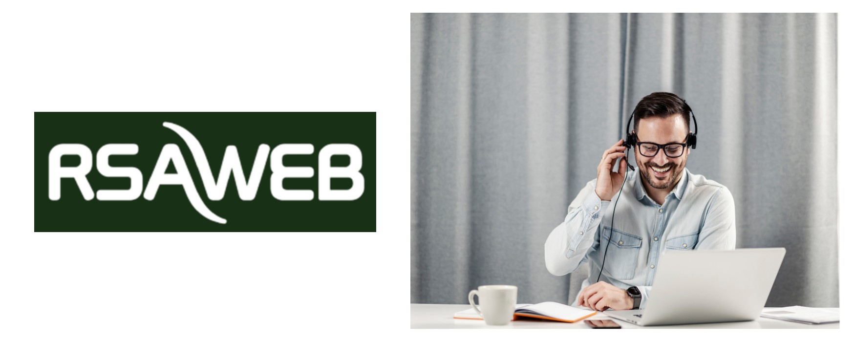 A businessman working from home on his laptop using business fibre