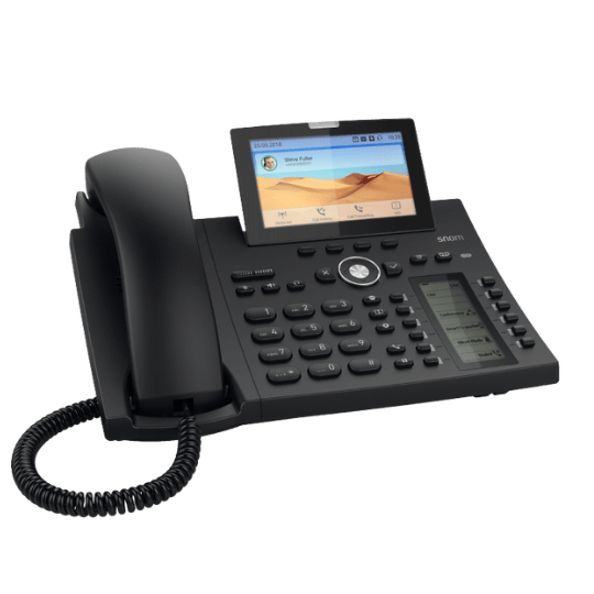 Black Snom D385 desk phone