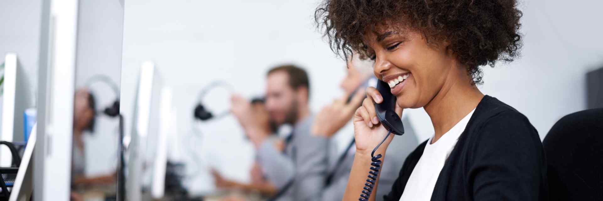 Business consultant using a Snom phone