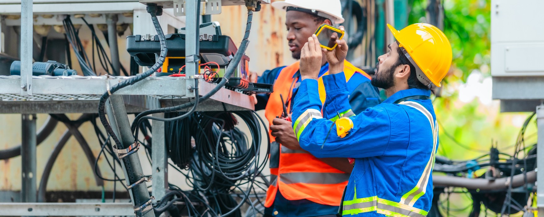 wo workers installing business fibre infrastructure
