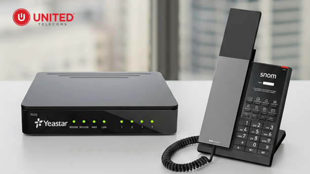 A Snom hotel wi-fi phones from United Telecom's suite of VoIP phones