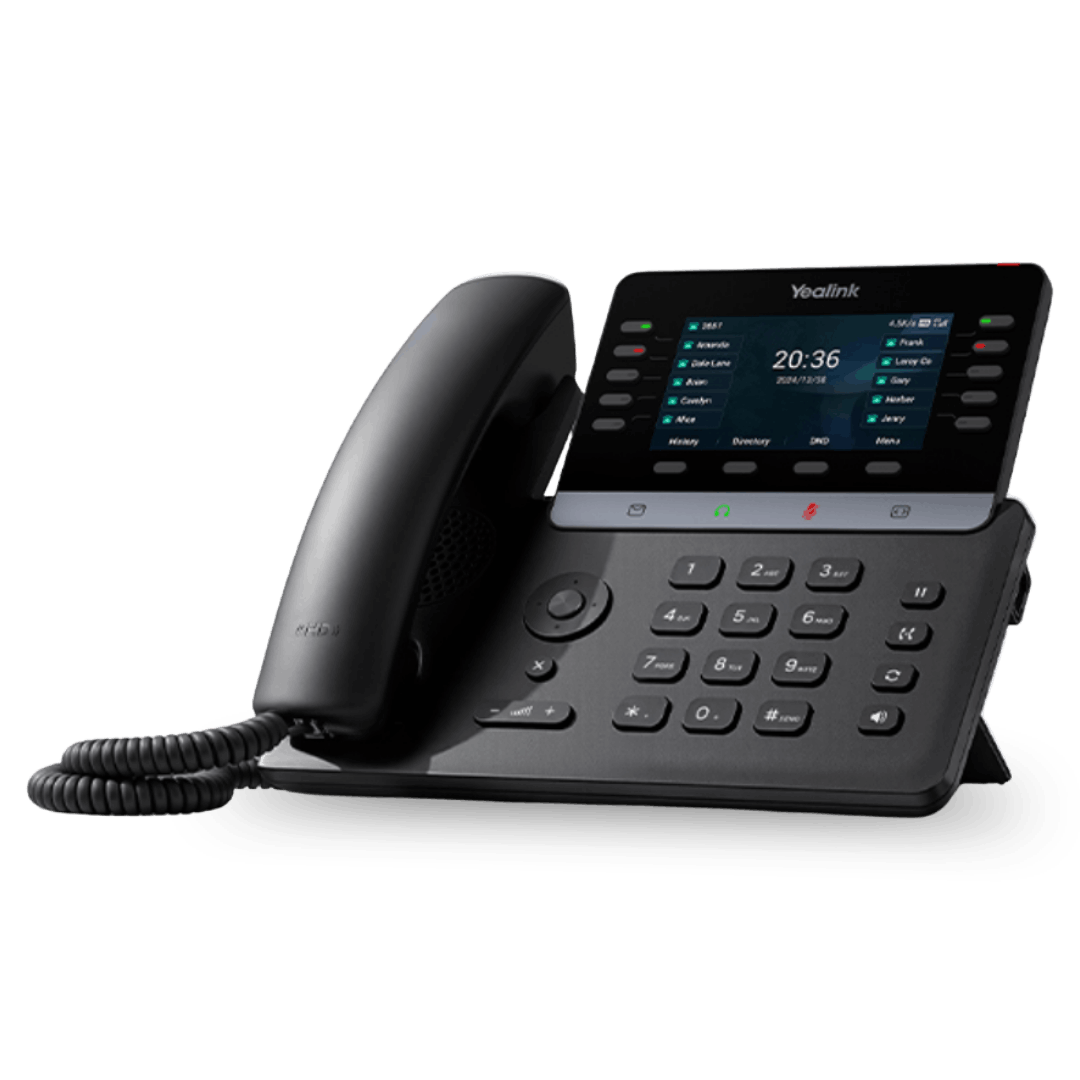 Yealink 4G LTE desk phone with colour touchscreen and handset.
